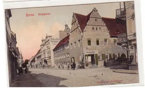 01122 Künstler Ak Borna Kirchgasse um 1910