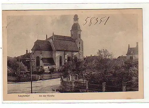 01113 Ak Naunhof an der Kirche 1916