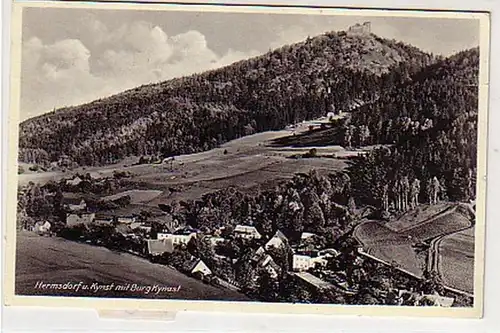 01103 Ak Hermsdorf et Kynst avec château Kynast 1941