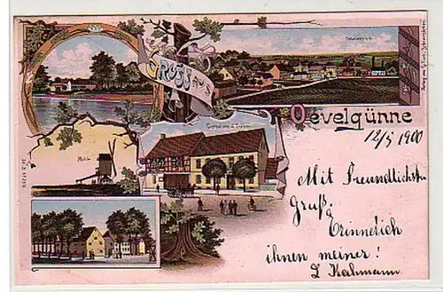 01092 Ak Gruss aus Oevelgünne, Mühle usw. 1900
