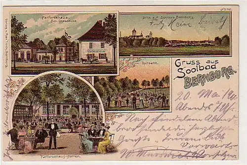 01068 Ak Lithographie Gruss aus Soolbad Bernburg 1900