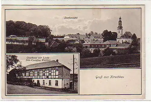 01056 AK Gruß aus Kirschkau Gasthaus Dorfansicht 1915