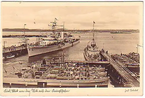 01055 Feldpost Ak Kiel Blick auf den Kriegshafen 1941