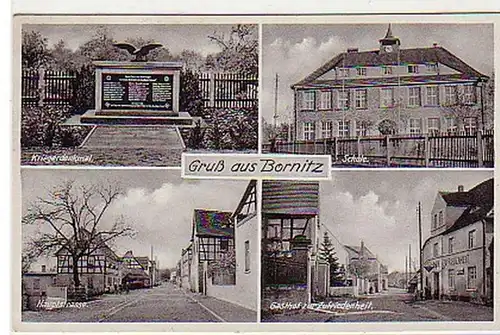 01043 Ak Gruß aus Bornitz Hauptstr. Gasthof usw. 1940