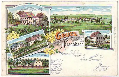 01039 Ak Gruß aus Hirschbach Gasthof usw. 1913