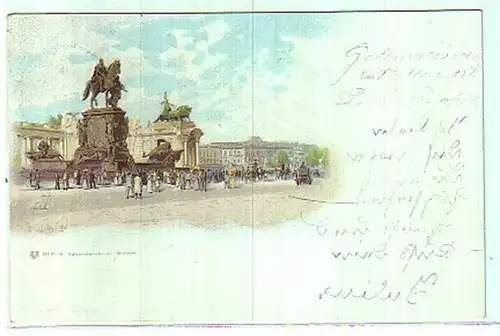 01029 Ak Lithographie Berlin Nationaldenkmal Wilhelm I.