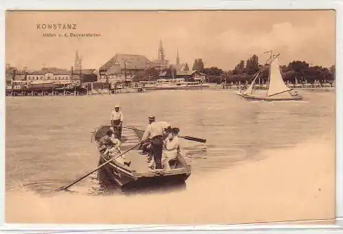 00976 Ak Konstanz Hafen v.d. Badeanstalten 1905
