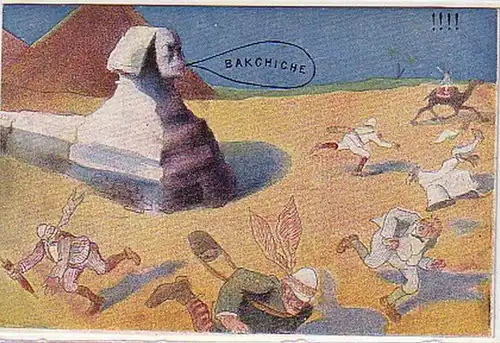 00968 Humor Ak Egypte "Sphinx Bakchiche" vers 1910