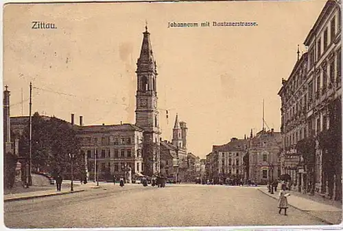 00935 Ak Zittau Johanneum mit Bautznerstraße um 1920