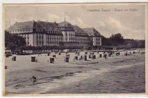 00931 Ak Mer Baltiquebad Zoppot plage avec casino 1931