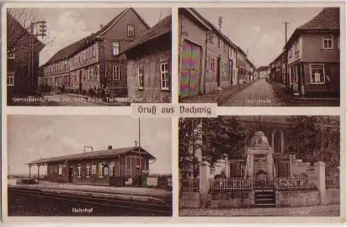 00910 Salutation multi-image Ak en gare de Dachwig etc. 1940