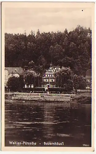 00907 Ak Wehlen Pötscha Hotel Bauernhäus`l um 1940