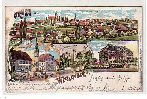 00905 Ak Lithographie Gruss aus Weissenberg 1903