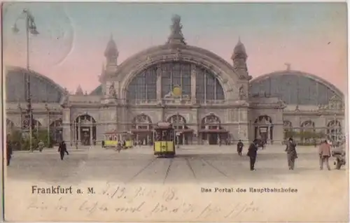00901 Ak Frankfurt a.M. Gare centrale de Strassenbahn 1908