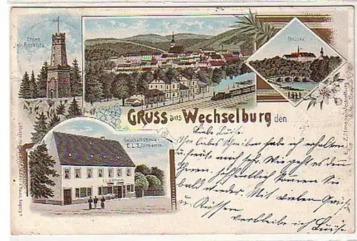 00859 Ak Lithographie Gruss aus Wechselburg 1900