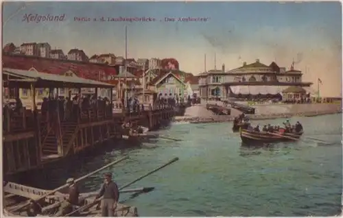 00836 Ak Helgoland Landungsbrücke Das Ausbooten um 1910