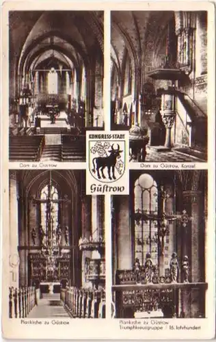 00818 Ak Güstrow Innenansicht Dom und Pfarrkirche 1956