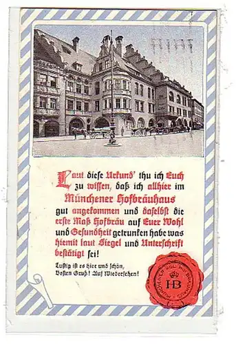 00797 Ak Munich Hofbräuhaus 1928