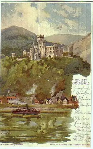 00796 Ak carte d'artiste Château Stolzenfels 1903