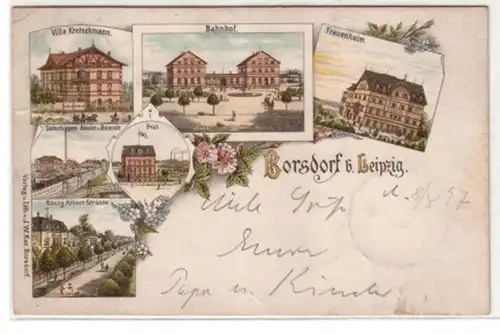 00788 Ak Borsdorf bei Leipzig Dampfsägewerk usw. 1897