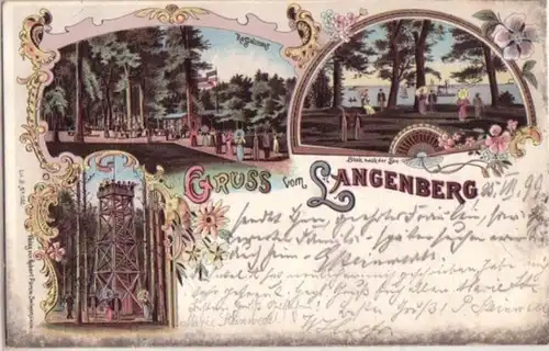 00758 Ak Lithographie Gruss aus Langenberg 1899