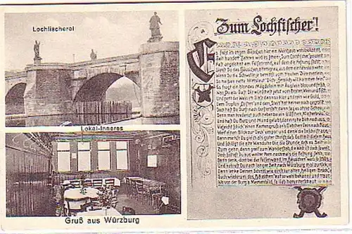 00756 Ak Salutation de Würzburg "Zum Lochfischer" vers 1930