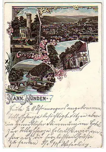 00743 Ak Lithographie Gruss de Hann. Münden 1900