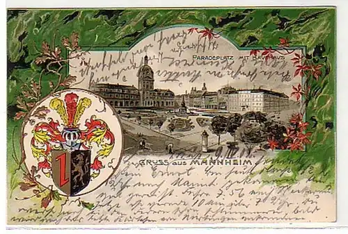 00730 Ak Passepartout Gruss aus Mannheim 1902