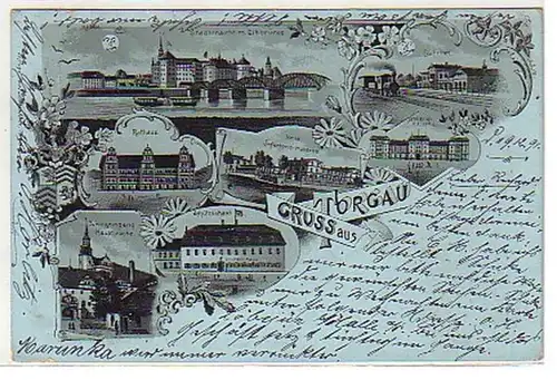 00729 Carte de la Lune Salutation de Gare de Torgau, etc. 1898