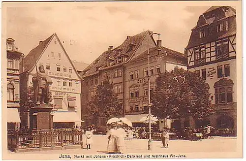 00726 Ak Jena Johann Friedrich Denkmal und Weinhaus1912