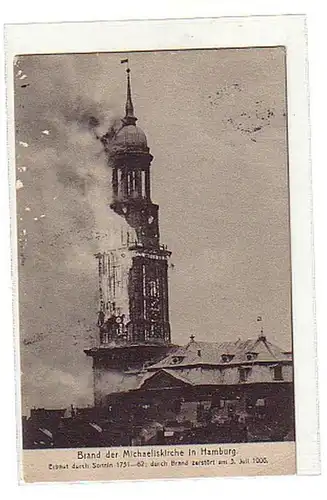 00719 Ak Brand de l'église du Micaël à Hambourg 1906