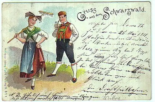 00717 Ak Lithographie Gruss aus dem Schwarzwald 1901