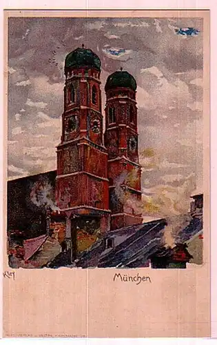 00710 Ak Lithographie München Frauenkirche um 1910