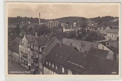 00683 Ak Lunzenau à la vue totale de la Mulde vers 1930