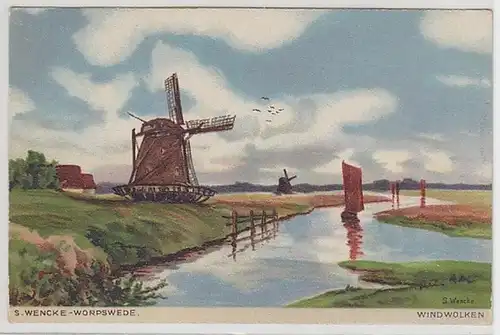 00681 Künstler Ak Worpswede S. Wencke Windmühlen 1909