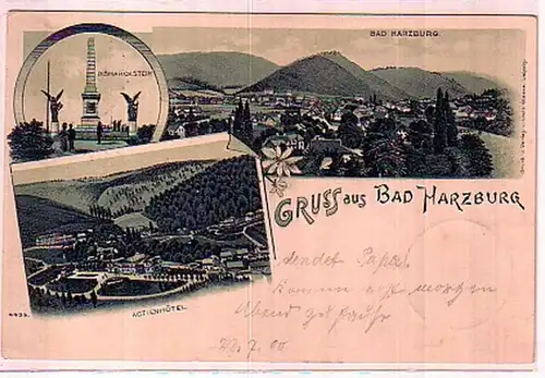 00680 Ak Gruss aus Bad Harzburg Actien Hotel 1900
