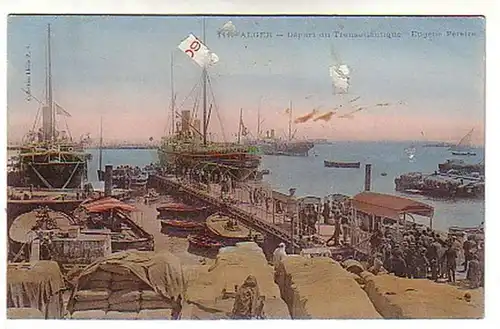 00645 Ak Afrika Alger Überseehafen mit Verkehr um 1910