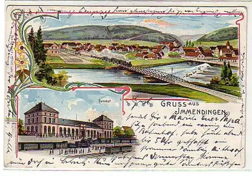 00642 Ak Gruss aus Immendingen Bahnhof 1904