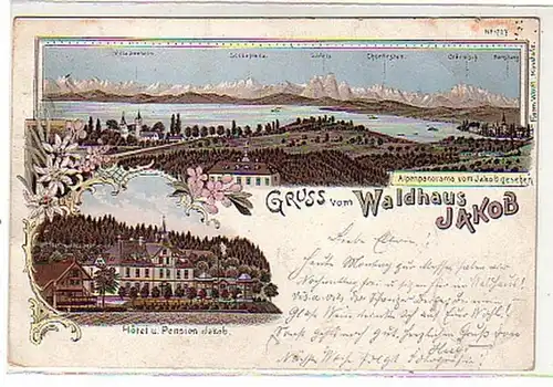 00634 Ak Gruss vom Waldhaus Jakob bei Konstanz 1898