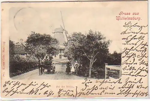 00623 Ak Gruß aus Wilhelmsburg bei der Mühle 1901