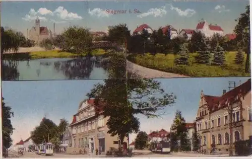 00618 AK Siegmar en Sachsen Postamt Schloss vers 1920