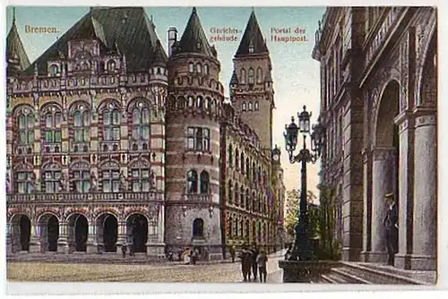 00589 Ak Bremen Gerichtsgebäude und Post um 1910