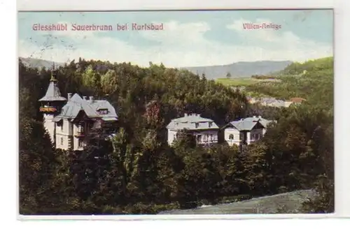 00573 Ak Giesshübl Sauerbrunn bei Karlsbad Villen 1908