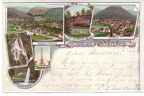 00570 Ak Lithographie Gruss aus Bad Harzburg 1897