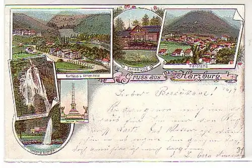 00570 Ak Lithographie Gruss de Bad Harzburg 1897