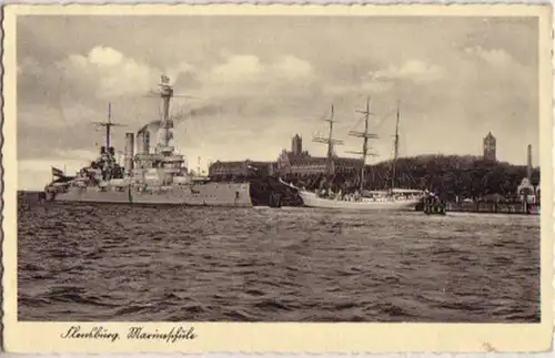 00552 Ak Flensburg Marineschule Kriegsschiff 1939