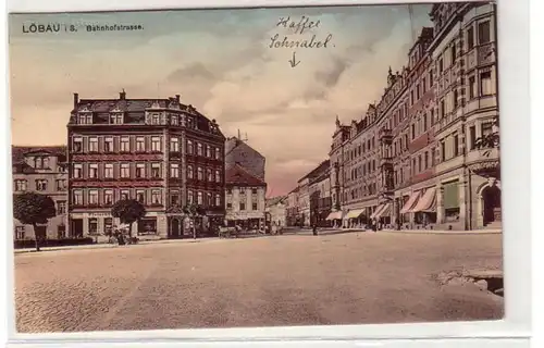 00550 Ak Löbau in Sachsen Bahnhofstrasse 1917