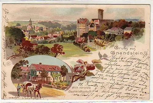 00534 Ak Gruss aus Gandstein Gasthof Wilh. Herolds 1917