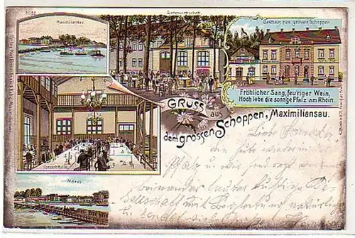 00515 Ak Gruss aus Maximiliansau Gasthaus usw. 1899