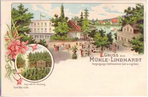 00499 Ak Lithographie Gruß aus Mühle Lindhardt um 1900
